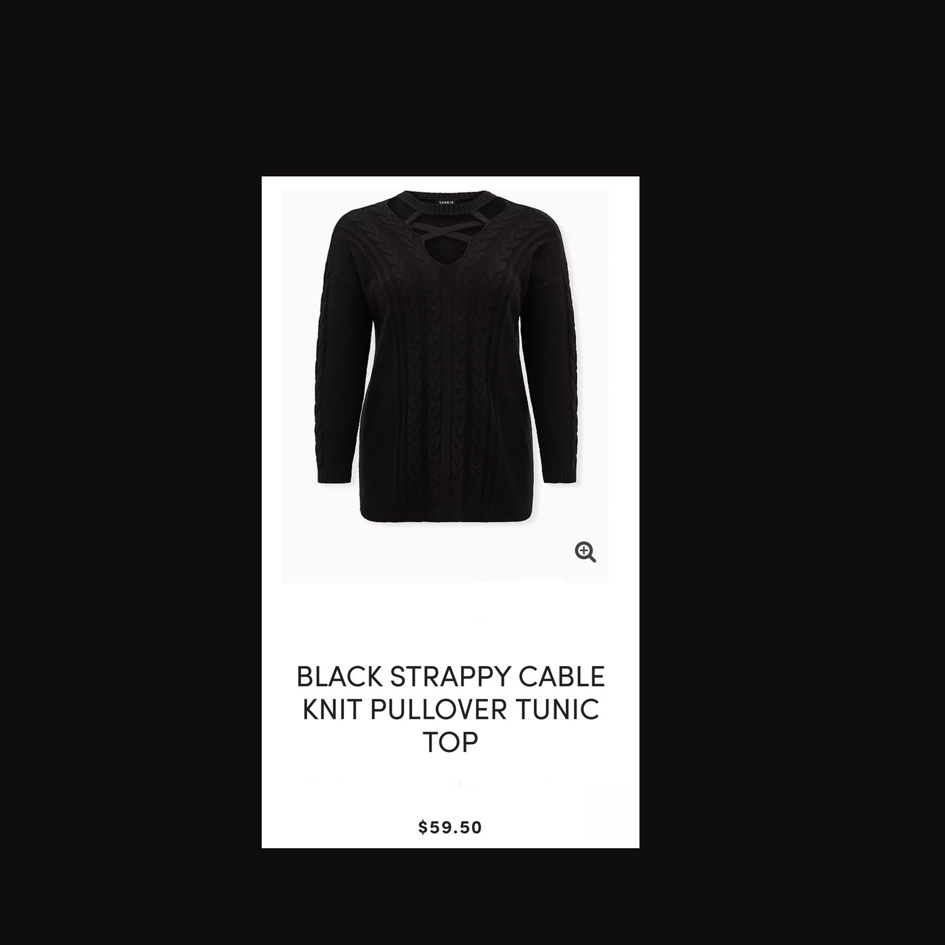 BLACK STRAPPY CABLE KNIT PULLOVER TUIC