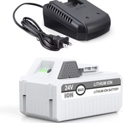 7500mAh 24VBAT-LTE Replacement Lithium-iON Battery+Fast Charger for Snow Joe 24V Cordless Power Tools