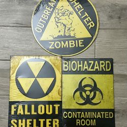 Tin Tack Signs  Zombies And Biohazard/Radiation