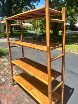 Large Vintage Bamboo Etagere