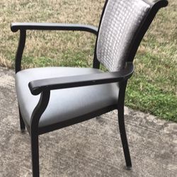 4 Nice brown metal chairs with great fabric