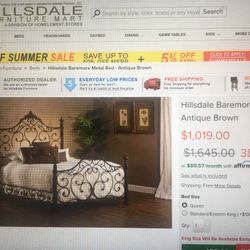 New Antique Brown Metal Bed King Size Still In The Box