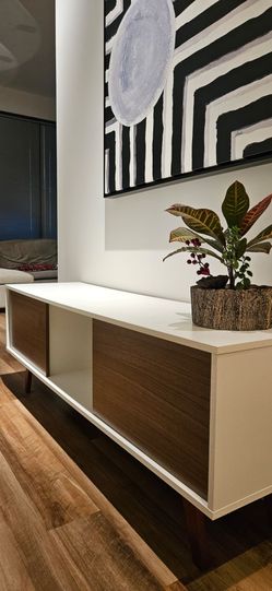 White and Walnut Media Console