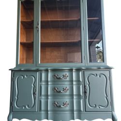 Vintage Thomasville Modern Green Display Cabinet/Bar Cabinet/Buffet