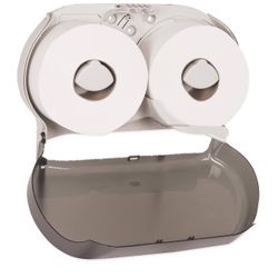 Twin Jumbo Roll Bath Tissue Dispenser, 19.29 x 5.51 x 11.83, Smoke/Gray