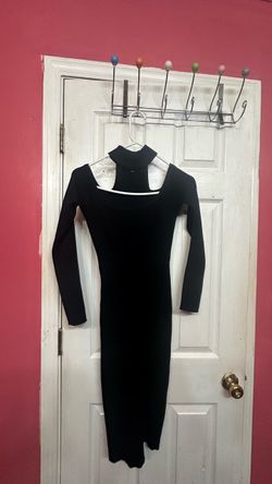 Fashion Nova Black Ribbed Knit Bodycon Midi Dress – Size Large