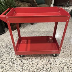 2 Shelf/tiered Steel Service Cart, Red (30 in.x 16 in.) - almost new