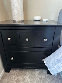 Bedside table and lamp