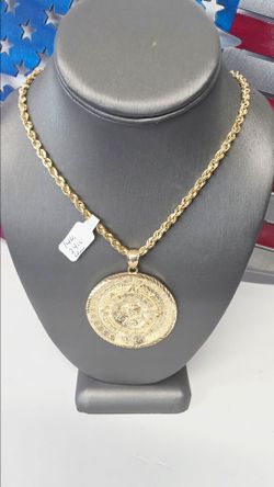 14k 24inch 4mm Solid Chain And 14k Pendant