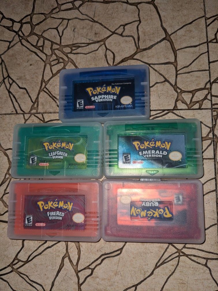 All 5 Pokemon Sapphire Emerald Ruby Leafgreen Firered Leaf Green Fire Red Game Boy Gameboy Advance