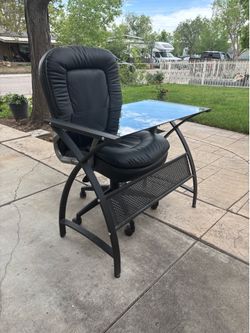 Black office chair with Glass desk combo