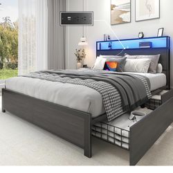Full size bed frame with storage