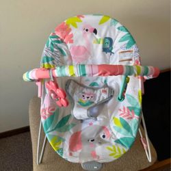 Bright Starts Flamingo Vibes Vibrating Baby Bouncer