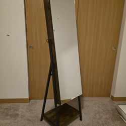 Wood Jewelry Stand With Mirror And Lock + Key