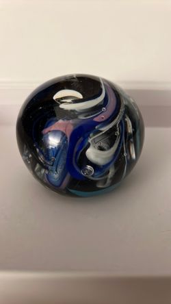 Art Glass Paperweight Swirls Signed