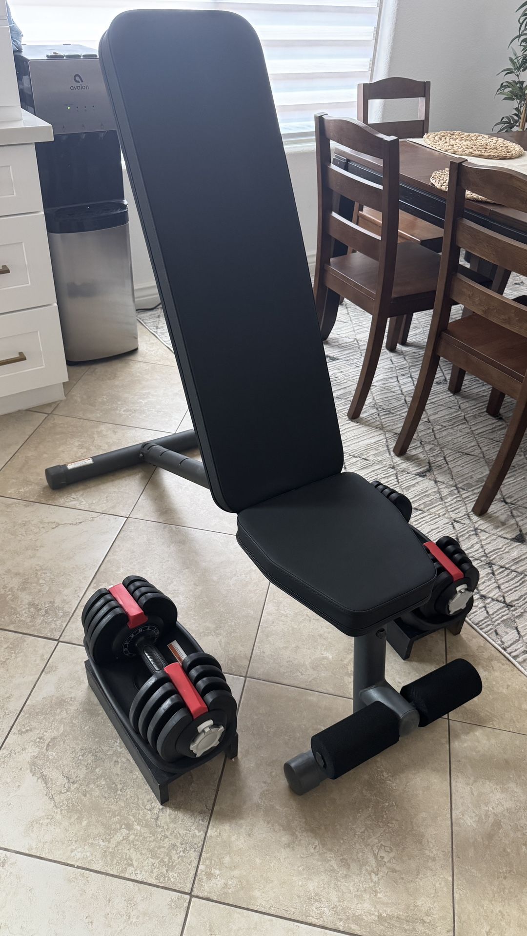 Gym Bench And 40 Lbs Adjustable Dumbbells Weight Set
