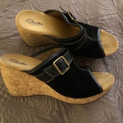 Size 10 Clarks Suede Wedge Heels 