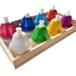 Desk Bells 8 Notes C Major Diatonic Desk Bell Set Metal Rainbow Colors Kids Seniors Music Therapy
