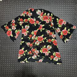 DNA Couture Cardigan Kimono Top Blouse Shirt Chiffon Floral Print Womens Large