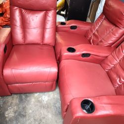 3 Bank Red Movie Chairs