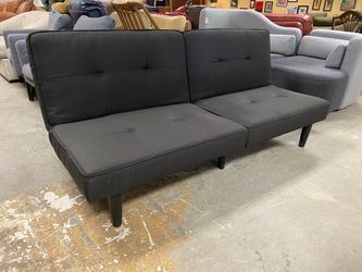 Black Tufted Fabric Futon