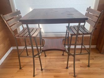 Handmade Reclaimed Wine Barrel Bistro Pub Set (3-Piece, Bar-Height)