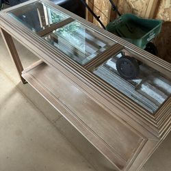 3 Piece Glass Wooden Shelf 