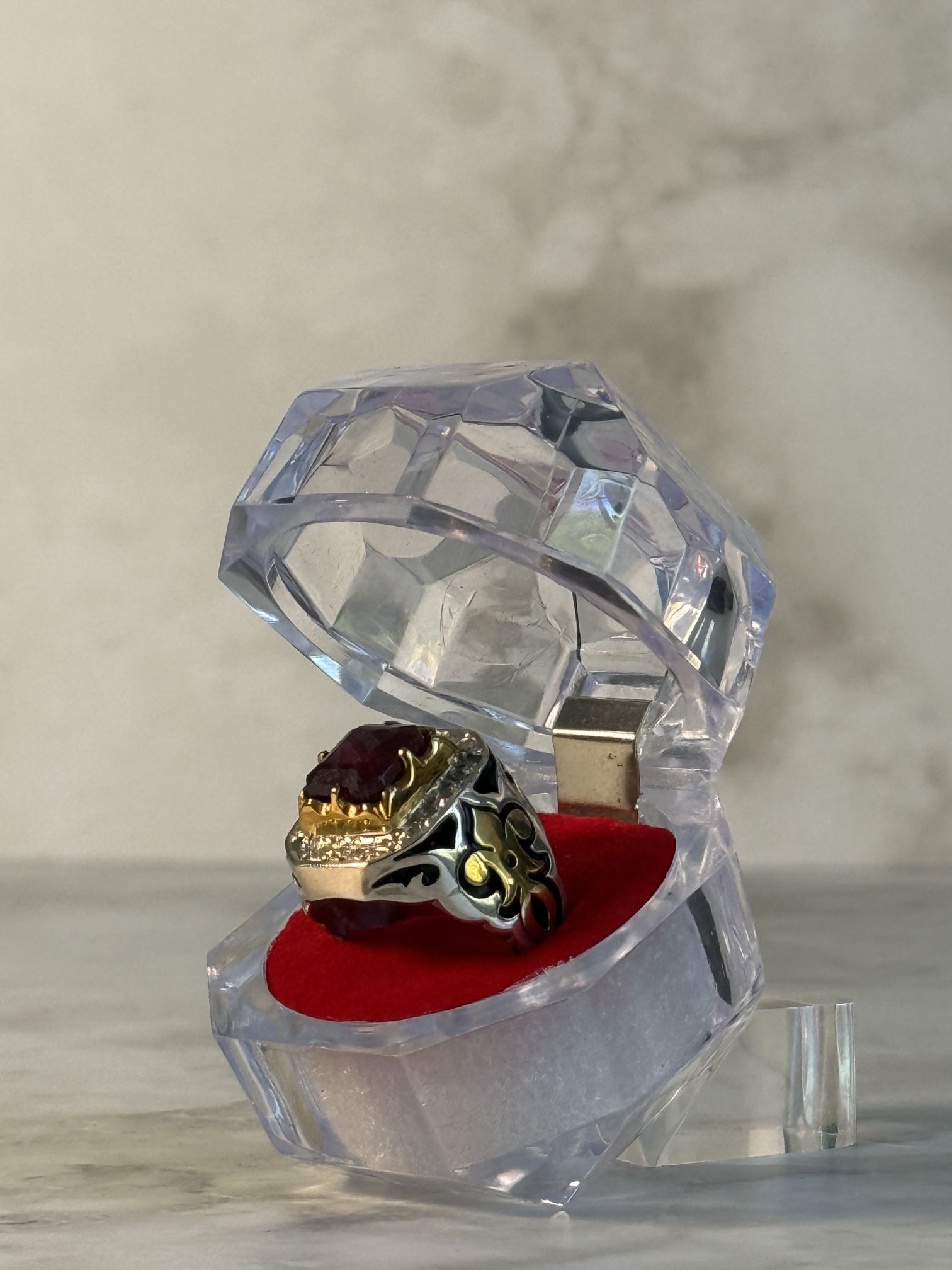 Men’s Handmade Sterling Silver Ring – Red Ruby Stone – Size 10.5