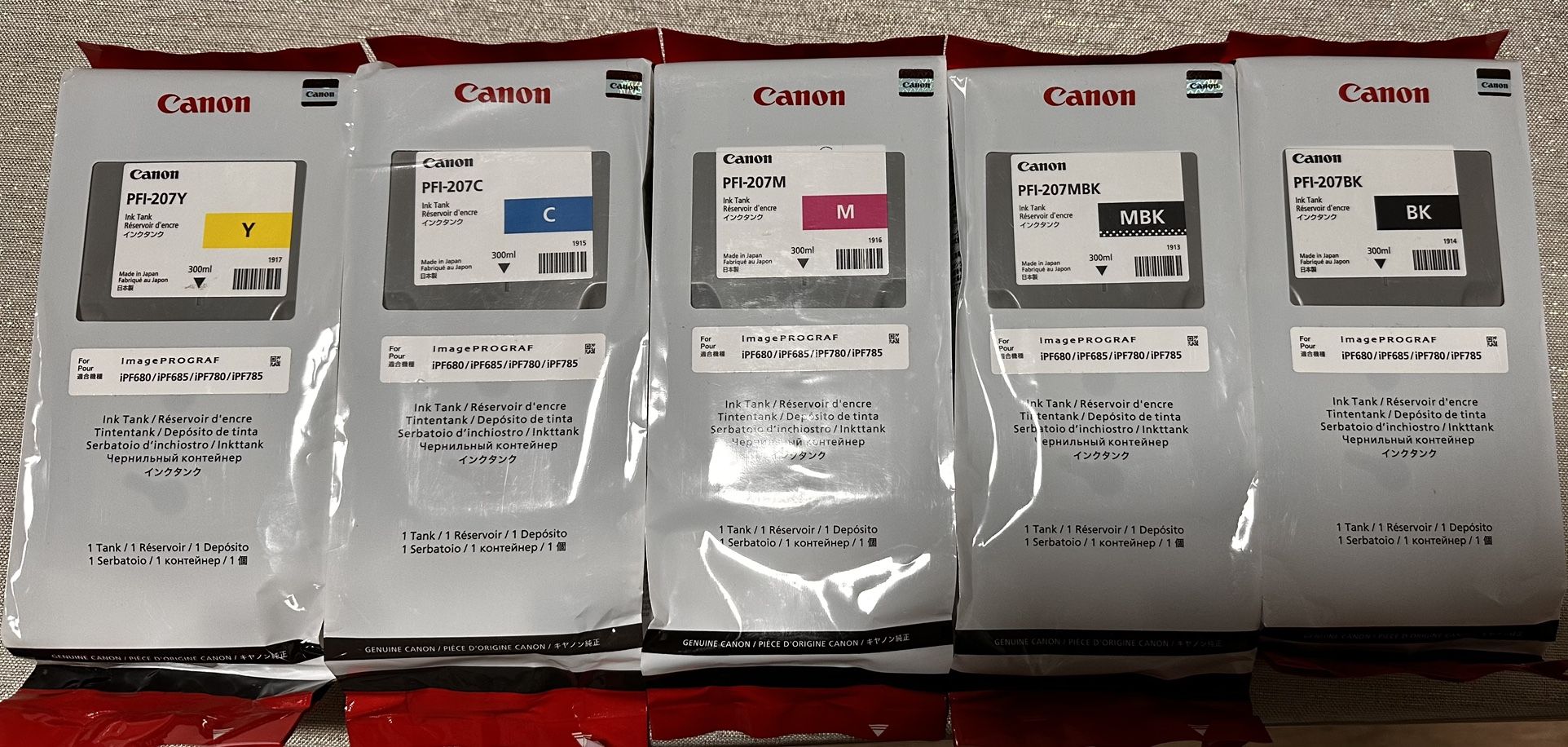 Canon PFI-207 Multi-Pack Black Matte Black Cyan Magenta Yellow Ink Cartridges