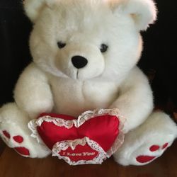 Valentine White Bear Holding Heart