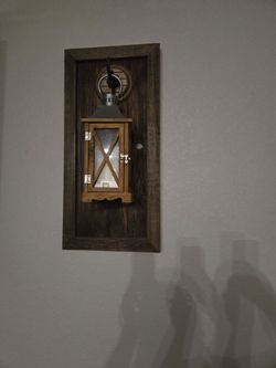 Rustic Wood Wall Sconce with Lantern