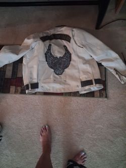 Harley-Davidson White Moto Jacket with Patches