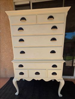 Farmhouse Tall White Dresser with Queen Anne Legs