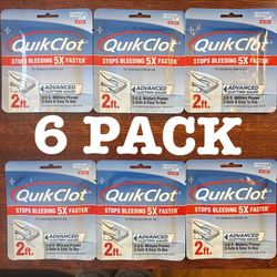 QuikClot 5020-0025 Advanced Clotting - Gauze 3" x 2' …. LOT OF 6