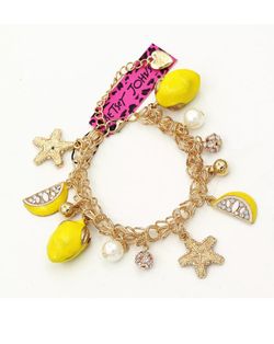 Betsey Johnson Very Pretty Crystal Lemon Star and Pearl Bracelet