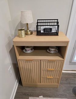 Light Wood Storage Cabinet with Drawers