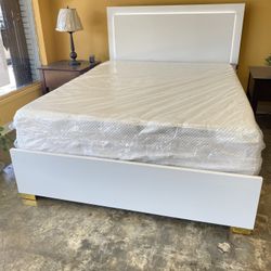 $0 Down! Modern Queen Size Bed Frame LED Light