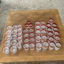 Vintage Wexford Ruby Red Flash Glasses Lot Of 47