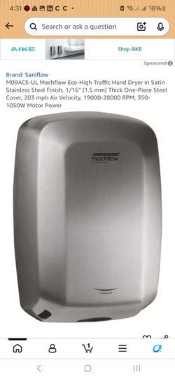 NEW Saniflow Mediclinics Machflow Hand Dryer M09ACS-UL Satin Stainless Steel