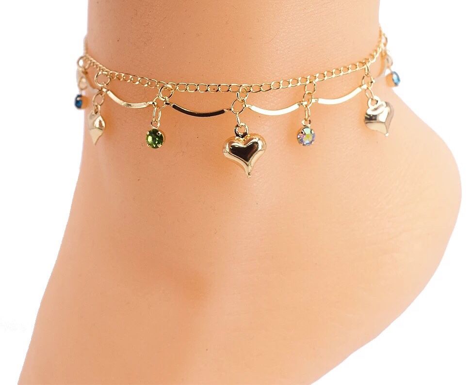 anklet hearts god plated 