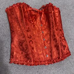 New large red corset renaissance Bridgerton Victorian costume Piriate festival 