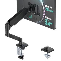 WALI Single Monitor Mount for 13-34 inch Screens, Adjustable Gas Spring Single Monitors Arm, Regular Screen up to 32 inch, 26.4lbs, Computer Monitor S