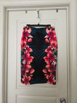 Tropical Floral Print Pencil Skirt Set