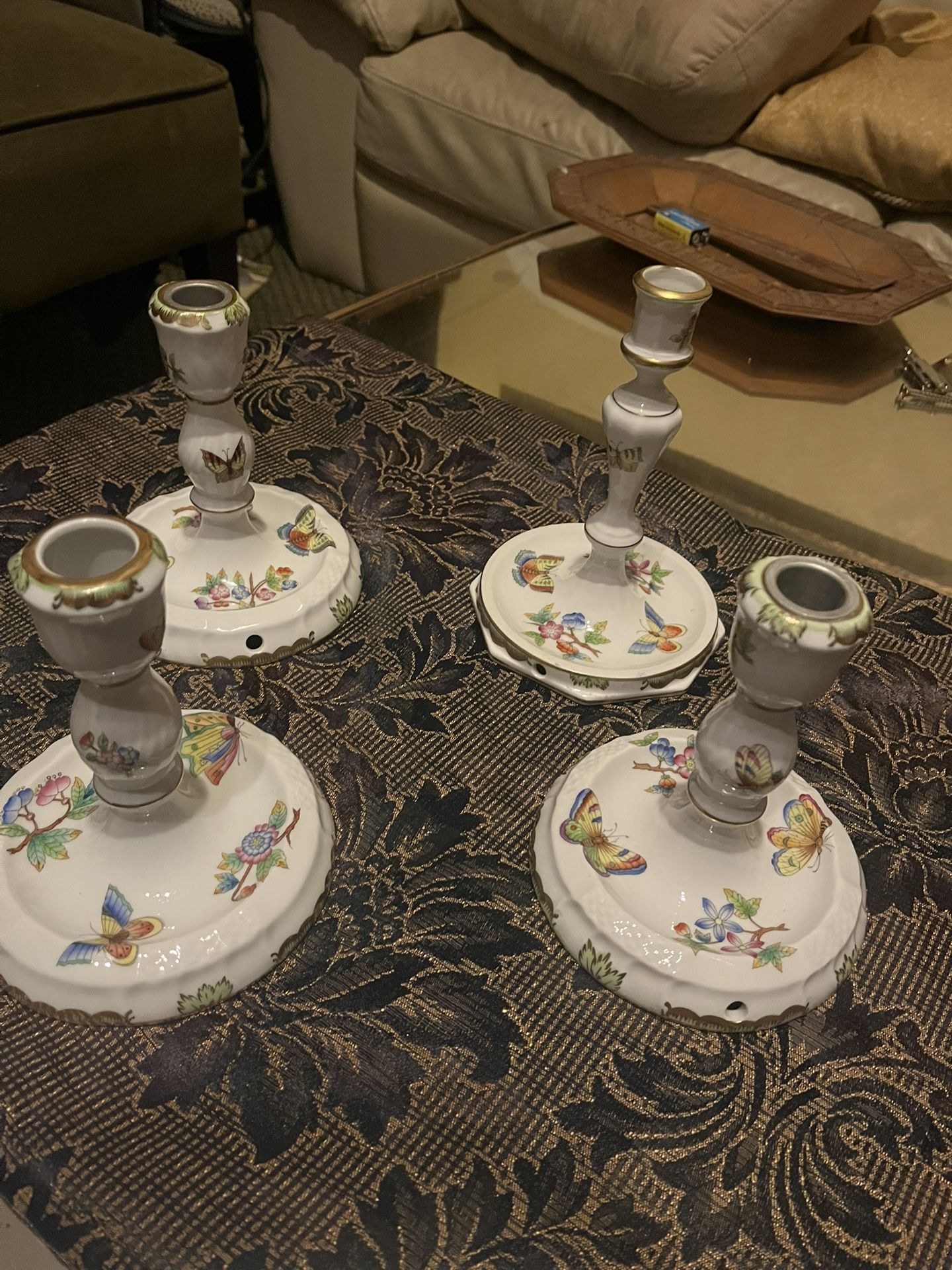Herend Rare Queen Elizabeth Candle Sticks