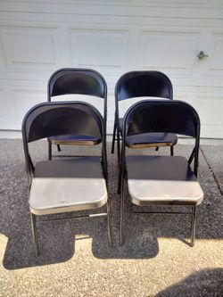 Steel Metal Folding Chairs - Set of 4 indoor / outdoor