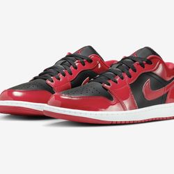Jordan 1 Low SE “Patent Varsity Red Black” Men’s Basketball Shoes Size 10.5