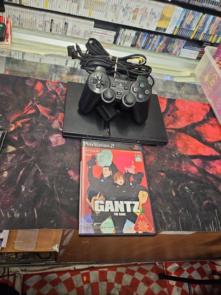 Ps2 Slim Console Japanes One Controller Cables And One Game