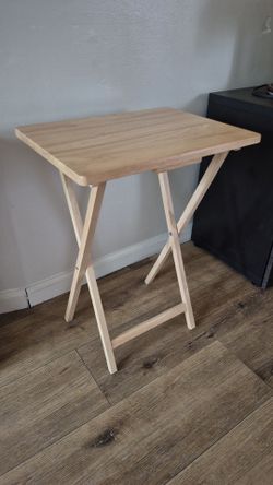 Natural Wood Folding Side Table