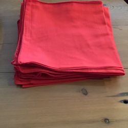 NEW. SET/12 CARDINAL RED COTTON TABLE NAPKINS. 16” SQUARE