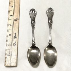 Antique Over 100 Years Old Pair Of Two .925 Silver Spoons. Weighs 60 Grams 